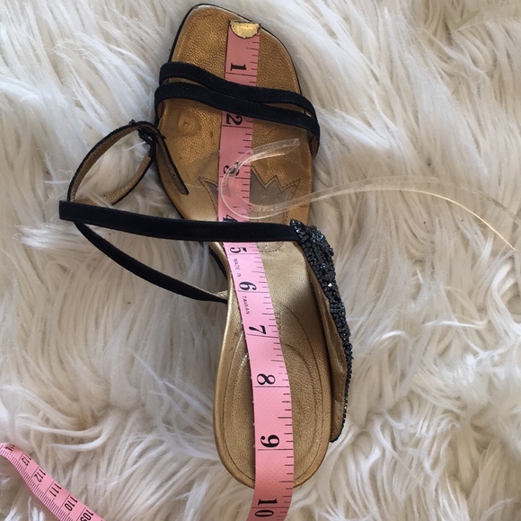 Stephane Kelian Paris Black Suede Beaded Heels/Sandals - Picture 15 of 16